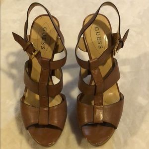 Guess - Tan Platform Sandals 7 1/2